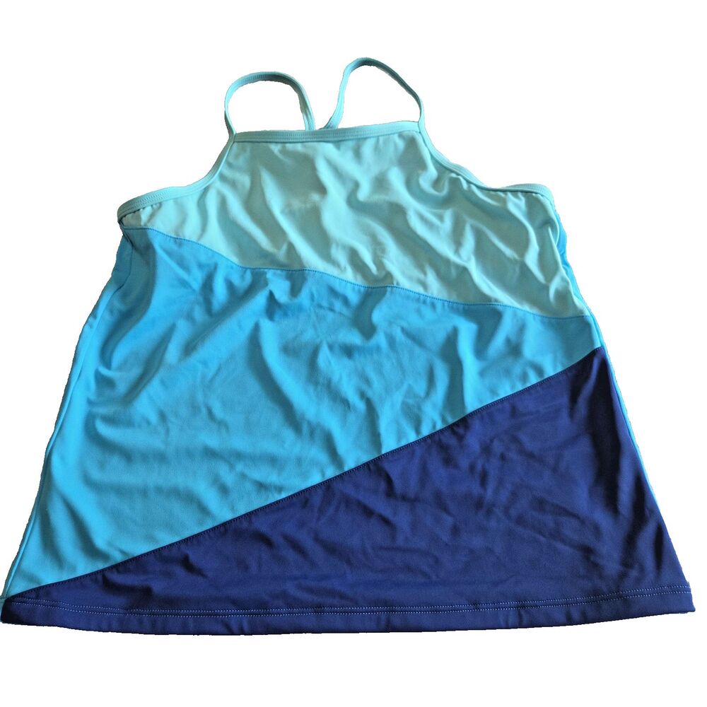 Lands' End Girls Tankini Top Size 14 Plus Blue Halter Adjustable Swimwear